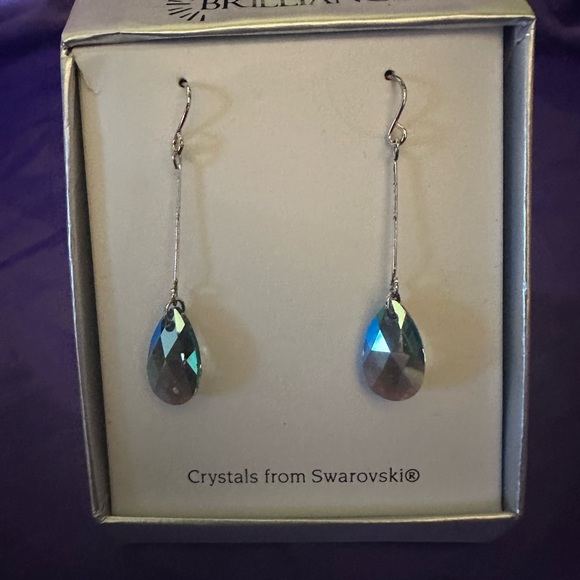 Kohl's Jewelry - Kohl's Silver-Tone Dangle Earrings with Blue Teardrop Gems